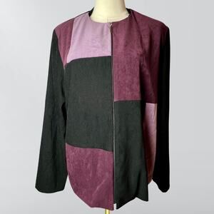 Vintage JM Jennifer Moore Purple & Black Colorblock Zip Up Jacket